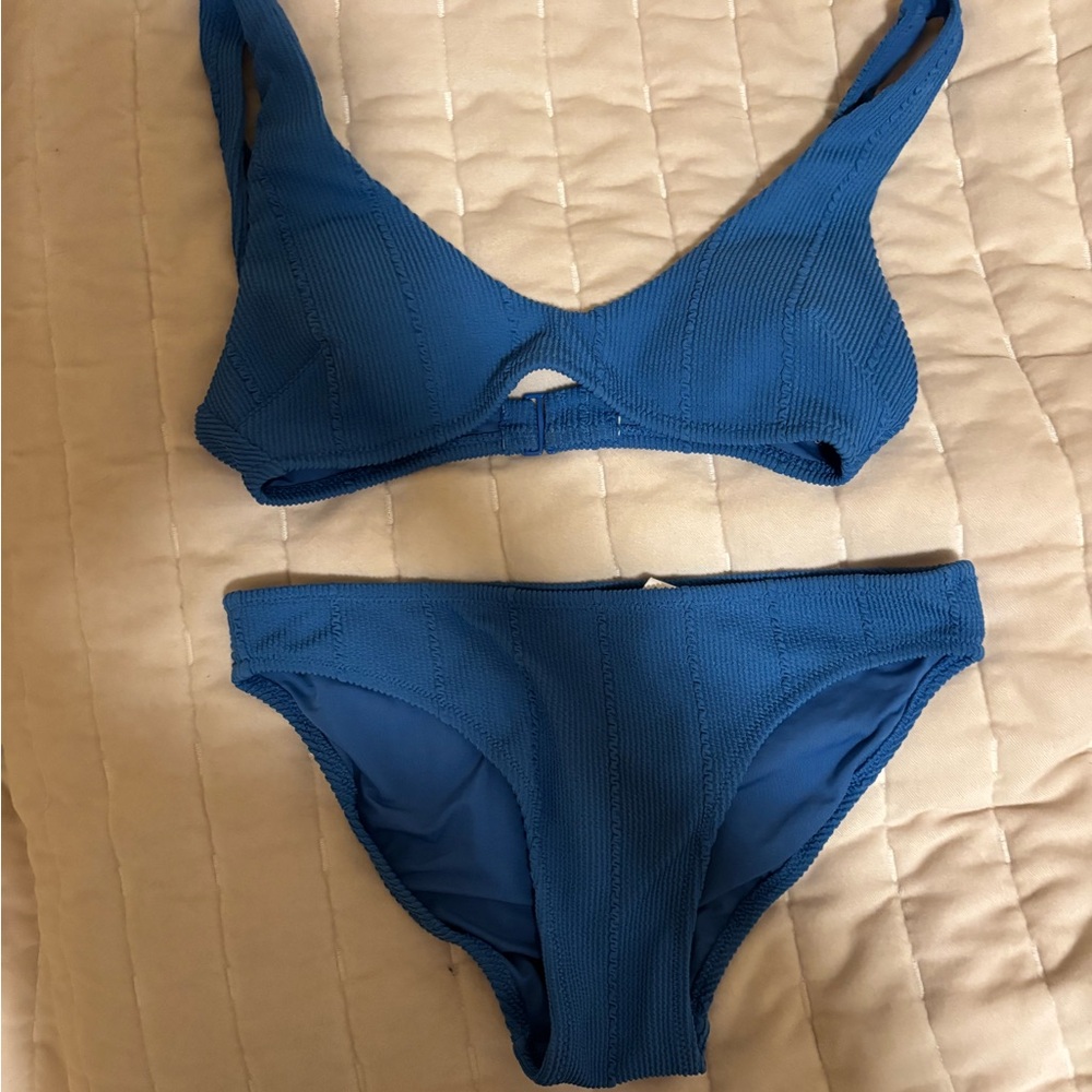aerie Blue Ribbed Bikini Set